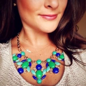 STELLA & DOT Juniper Statement Necklace Blue Green